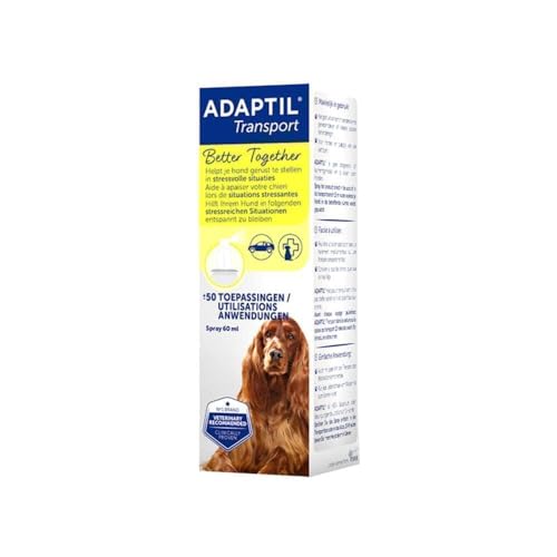 Adaptil Transport Spray - Helpt je hond kalmeren - Vermindert hijgen, beven en rusteloosheid tijdens het reizen - Inhoud 20 ml of 60ml - Transport Spray - 60 ml