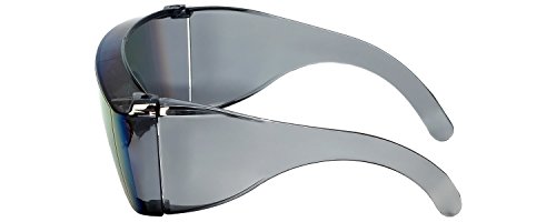 Calabria 3000 Large Fitover Safety Glasses Over Prescription Glasses | 100% Uva/Uvb Protection | Transparent Temple | Green Mirror #TOP2