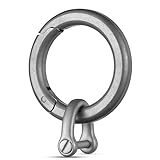 TISUR 丸型 カラビナ キーホルダー小型 おしゃれ 車キーリング 鍵 収納 (チタン グレー丸型カラビナ+ステンレスDリング1個)