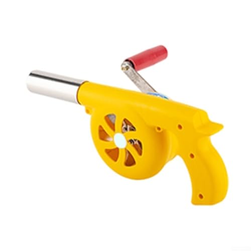 Souffleur manuel pour barbecue avec lame en métal Outil essentiel pour le feu (Jaune (engrenage métallique))