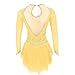 Kmeruoys Figure Skating Costume for Women Girls Outfit with Rhinestone Ice Skating Training (Color : Yellow, Size : 8 Years)