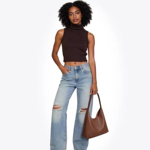 Image of Hobo Bags for Women, Small Slouchy Hobo Purse, Soft Vegan Leather Shoulder Bag Trendy Everyday Tote Handbag, 11'' (28cm)