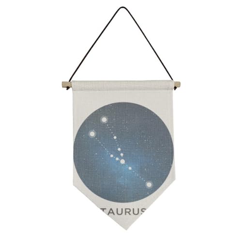 Drapeau en toile Taureau en tissu de lin pour décoration murale chic