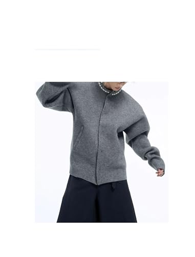 Men's Loose Simple Single Breasted Long Sleeve Solid Color Cardigan Sweater3