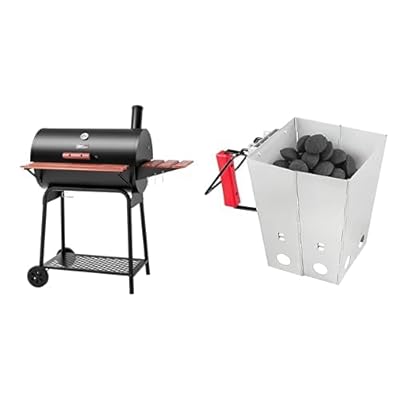 Royal Gourmet 30" Charcoal Grill Bundle with 443 sq. in. Grates, Foldable Charcoal Chimney, 12 Skewers, Pizza Set and Smoker Box