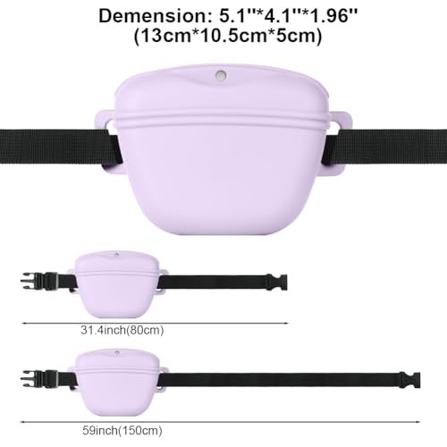 Aomig Leckerlibeutel für Hunde 3Pcs Hundeleckerli mit Trainingsklicker Gürtel Tasche Hundetraining Bauchtasche Hund Gassitasche Futterbeutel Hunde Gassigehen Hundetraining Silikon Trainingstasche Lila