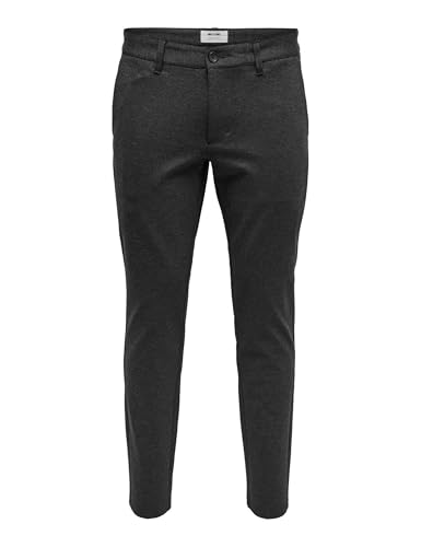 Only & Sons Herren Chino Hose ONSMARK - Slim Fit - Schwarz Grau Blau Grün, Größe:34W / 30L, Farbe:Dark Grey Melange 22010209 – Ansicht 1