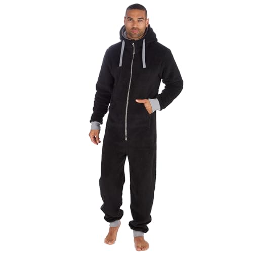 Mens OneZee Snuggle Fleece Onesie 31B1480 Black L-XL