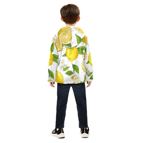 Fresh Lemon Fruit Set Girls Fleece Jacket Girls Fall Jacket Girls Zip Up Hoodie Girls Sherpa Jacket 2-10T4
