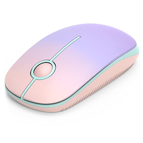 seenda Maus Kabellos, 2,4G Funkmaus mit 1600 DPI für PC/Laptop/Linux, 3 Leise Tasten, Für Links- und Rechtshänder, 18 Monate Akkulaufzeit(Rosa & Lila)