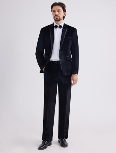 MAGE MALE Men's 2 Piece Velvet Suit One Button Tuxedo Set Slim Fit Luxurious Suits for Party, Dinner, Weddings2