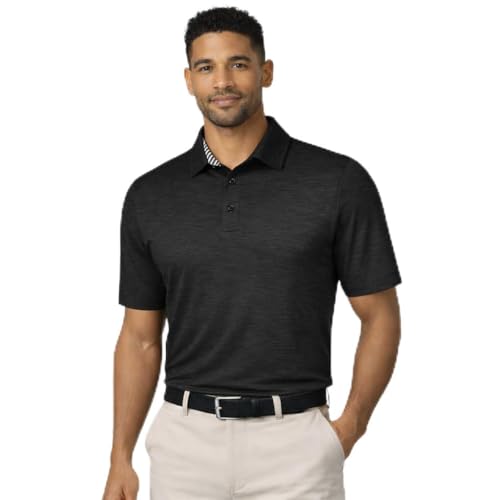Blu Apparel Mens Golf Polo Shirts Breathable Quick Dry 4-Way Stretch Moisture Wicking Soft Golf Shirts for Men (UK, Alpha, XL, Regular, Regular, Black Marl)
