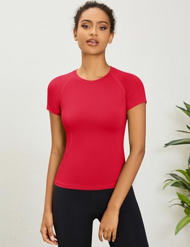 Rapbin Women's Gym Tops Workout Running Yoga Sports Shirts Short Sleeve Athletic Exercise Quick Dry Breathable T-Shirt - Image 6