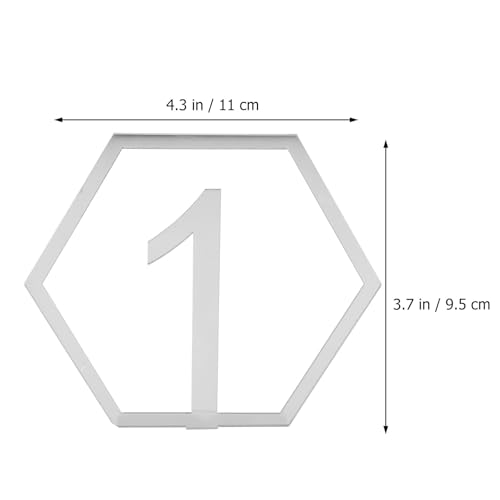 Números de mesa hexagonales acrílicos plata reutilizables para bodas de 20 piezas 2