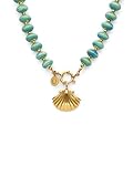 SINGULARU - Collar Shelly. Acero con Baño en Oro de 18 Kt y Cerámica. Joyas Para Mujer.