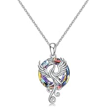 Dreuyet "Rise From the Ashes Phoenix Necklace for Women Unique Colorful Phoenix Pendant Necklace Charm Handmade Circle Crystal Animal Necklace Jewelry Gifts for Bestfriend Mother