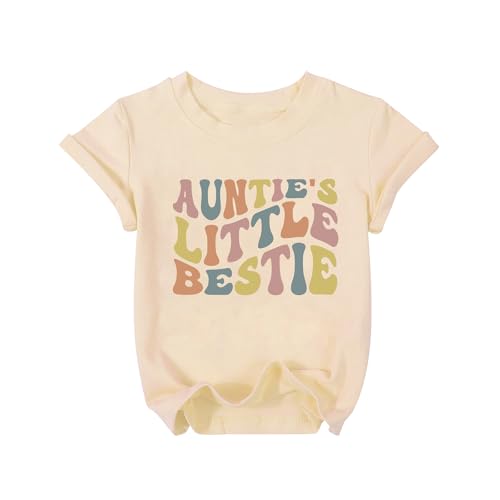 YHHR Toddler Aunties Bestie Baby Clothes Gender Neutral Baby Boy Girl Letters T-Shirt Summer Pullover Short Sleeve Outfit