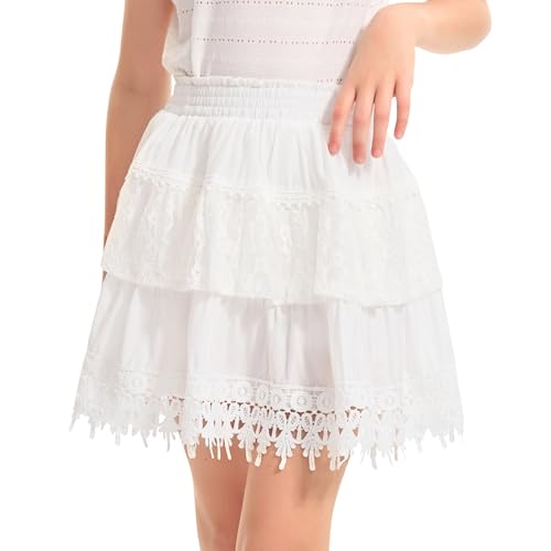 Jupe-short bohème en dentelle pour filles avec doublure