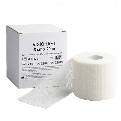 UMBRA MEDICAL ITALY Benda Elastica Coesiva 20 m in Cotone – Autoadesiva Ipoallergenica e Traspirante – Per Fissaggi, Fratture, Garze e Bendaggi – Made in Italy – Diverse Misure (8cmx20m)