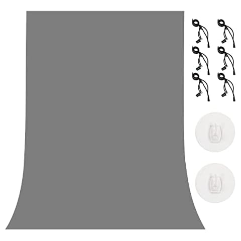 LYLYCTY 5x7ft Non-Woven Fabric Solid Color Screen Photo Backdrop with 6 x Clamps,2X Traceless Transparent Hook for Photoshoot, Studio, Video and Televison WLY4 (Gray) Cover