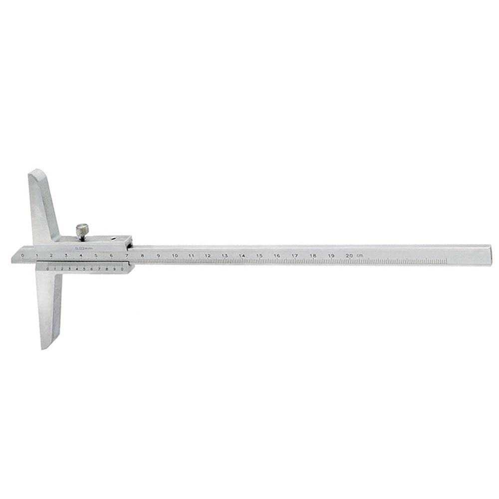 Jauge de profondeur à vernier - Capacité 200 mm - Acier chromé mat