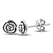 Sterling Silver Rose Flower Stud Earrings - 7mm