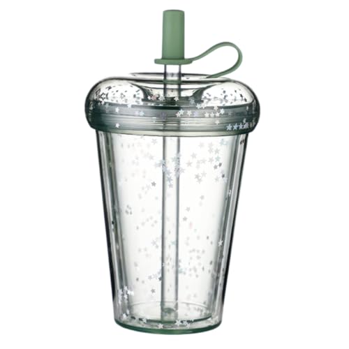 Xinchuang �X�g���[�J�b�v ��d�Ǎ\�� �ϔM�X�g���[�t�� �����f�M�J�b�v �ۗ�ۉ����p �W�t���R��h�~ ���I�Ȃ���e�� �J��Ԃ����p�� �R�[�q�[�W���[�X���p�M�t�g�J�b�v(320ml,�O���[��)