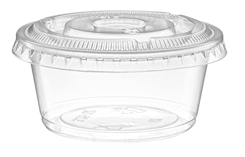 Image of Clear Diposable Plastic Portion Cups With Lids, Small 3.25 oz - 100 Sets
