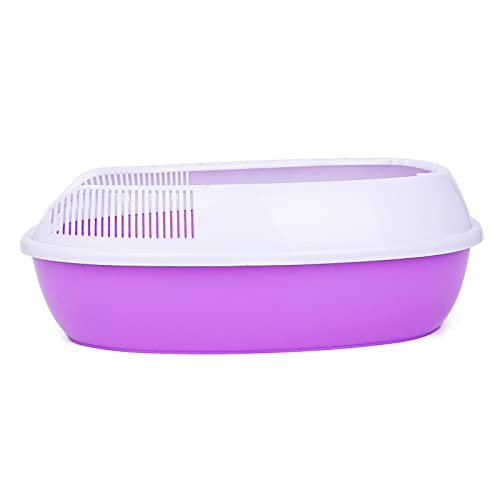 Cajas de Arena Cata de Gato semicerrada Cuenca de Arena desodorizante Cat Poop Cuenca Cat Supplies Super Extra Extra Gato Caja de Arena Arenero ​Gatos (Color : Purple, Size : S-37x27x12.5cm)