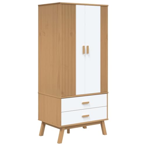 Générique Garde-Robe Olden Blanc et Marron 76,5x53x172 cm Bois Massif pin,Meubles, Armoires &...