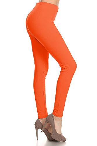 Image of Leggings Depot Women's High Waist Leggings Soft 1 inch Waistband Solid Pants - Regular, Plus, 1X3X, 3X5X