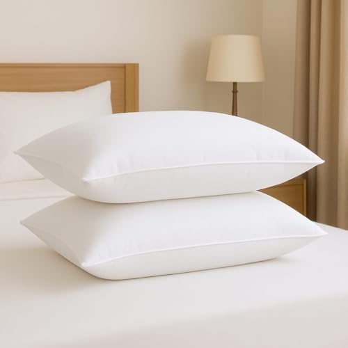 Image of Microfiber Pillow | Set of 2 | Basic Size 41 x 61 CM | Pack of 2 (2, White, King (U.K. Standard))