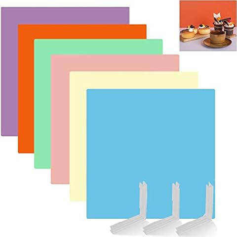 Goshoot 3PCS Food Photography Backdrop Background Boards 60x60CM Photo Studio Double Sided Flat Lay Tabletop Kit Set for Product Props Jewelry Cosmetics Shooting Green/Pink/Blue/Yellow/Orange/Purple Cover