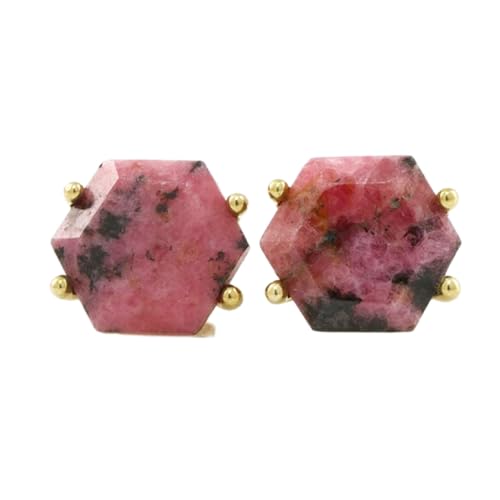 Puces d'oreilles rhodonite et or, le cadeau idéal femme