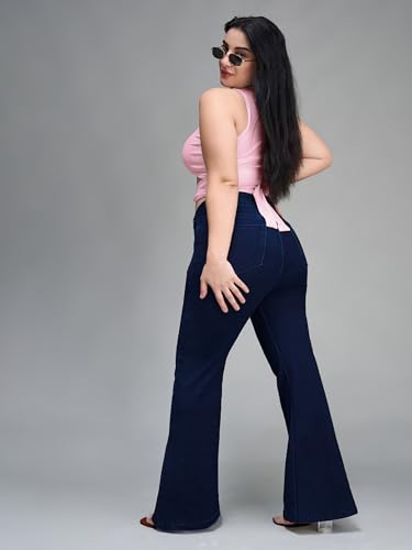 Image of Miss Chase A+ Women's Wide-Leg High Rise Regular-Length Stretchable Denim Jeans