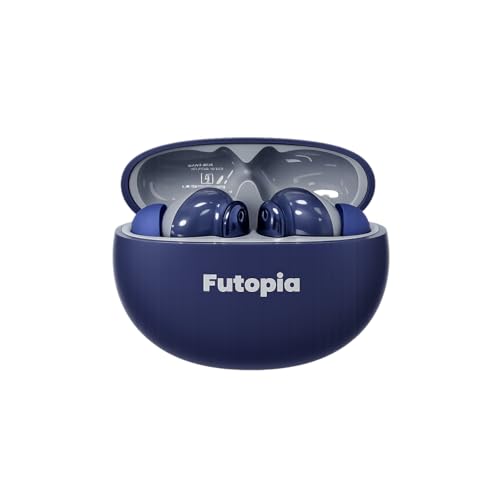 Image of Futopia Wireless Groove Bluetooth Earbuds v5.4 with Charging Case | 10mm HD Sound Drivers | Type-C Fast Charging | 4-5H Playtime | 10-15M Range | Lightweight in-Ear Headphones- Blue