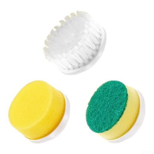 Cepillo de limpieza eléctrico, cepillo de limpieza inalámbrico impermeable con cabezales de cepillo intercambiables, para baño, cocina, estufa, coche, azulejos, ventana (tres cabezales de cepillo)