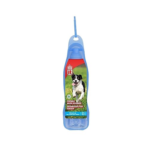 Dogit Portable Water Dispenser – Blue Tray with 500 mL (16.9 oz) Pet Bottle
