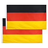 2 Pcs Deutschland Flagge 90 x 150 cm 100 Prozent Polyester Fahne Deutschland Wetterfeste Deutsche Flagge mit Messing-Ösen Fahne Flagge Germany DE Deutschland Kräftige Farben