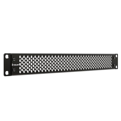 VCELINK 1U Ventilated Blank Panel for 19 Server Rack Detachable Design Network Cabinet Spacer S45C Carbon Steel Rack Filler Plate with Screws Black 1-Pack