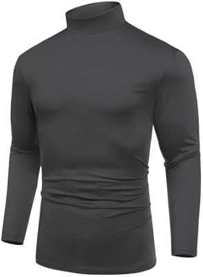 COOFANDY Men's Fashion Mock Neck T Shirts Long Sleeve Turtleneck Pullover Shirts Basic Slim Fitted T...