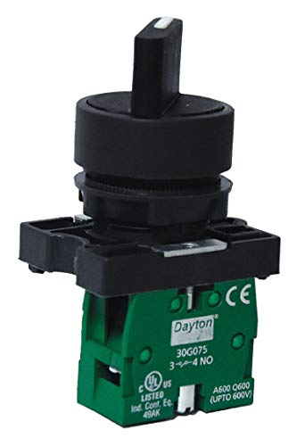 Dayton Non-Illuminated Selector Switch, Size: 22mm, Position: 2, Action: Maintained/Maintained