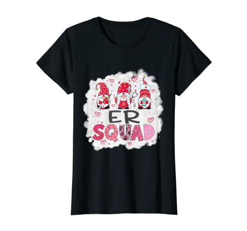 Mujer Bleached ER Squad Gnomies Enfermera Corazón Día de San Valentín Camiseta