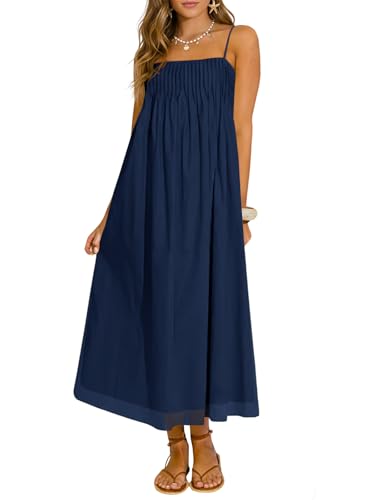 Wenrine Women's Summer Boho Maxi Dresses Spaghetti Straps Chiffon Casual