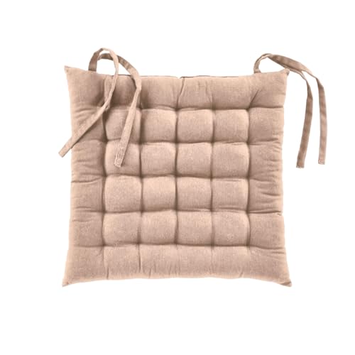 Acomoda Textil – Cojines para Silla de Espuma con Tela y Cintas de Sujeción 38x38 cm Asiento Acolchado, Mullido y Cómodo para Interior y Exterior de Comedor, Jardín y Terraza (Lino, 2 Unidades)