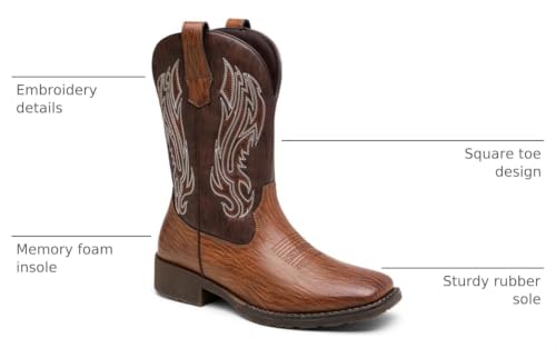 Image of Jousen Cowboy Boots for Men Embroidery Men's Western Boots Retro Square Toe Mens Boot Botas Vaqueras Para Hombre