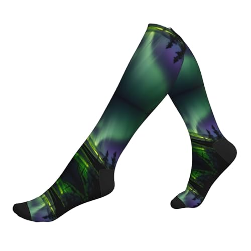 Dark Northern Lights Print Compression Socks,Compression Ankle Support Socks,For Men Women Running Athletic