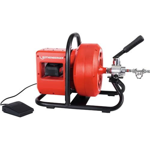 ROTHENBERGER RODRUM VarioClean Rohrreinigungsmaschine mit Akku, Ladegerät, 13mm DuraFlex Spiral und Werkzeugsatz, 10mm-13mm Spiraldurchmesser, 15m Arbeitsbereich Länge, 230V | 1000003348 |Rohre