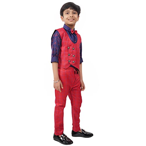 Image of Stylish 3-Piece Waistcoat, Shirt, Trouser and Bow-Tie Suit Set VC003