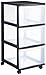 Produktbild Sundis Optimo Schubladenturm mit 3 Schüben und Rollen, Kunststoff (PP), transparent / schwarz, 38.5 x 30 x 65.5 cm (LxBxH)